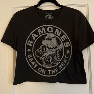 Zara Ramones cropped band T shirt sz S